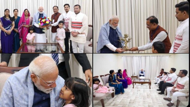 प्रधानमंत्री मोदी से मुख्यमंत्री साय ने परिवार के साथ की मुलाकात, कहा- हमारे लिए जीवनभर याद रहने वाला भावुक क्षण